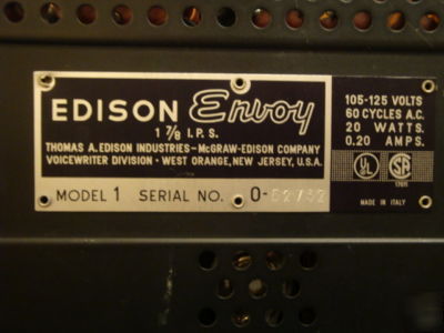 Vintage dictaphone voice writer edison envoy model 1