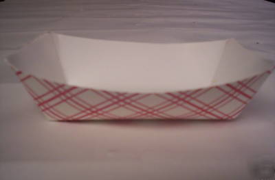 New paper food trays red plaid 8 oz. once baskets 250