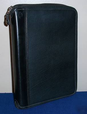 Compact black leather 6 ring franklin planner notebook