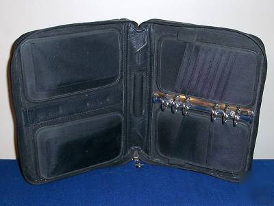 Compact black leather 6 ring franklin planner notebook