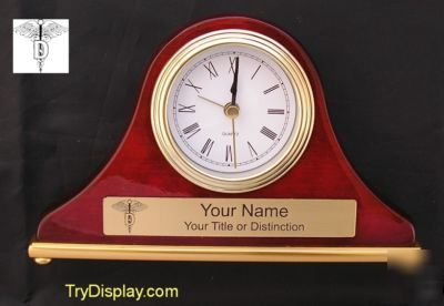 Dentist desk set clock piano finish gift award engrave