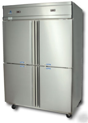 4 half door reach in commercial refrigerator / freezer