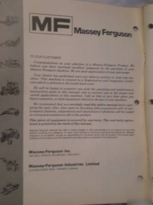 1975 massey ferguson mf 300 combine operator's manual