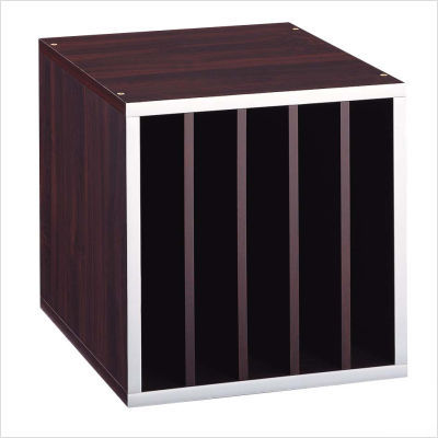Oia quadrant file cube in espresso with silver trim