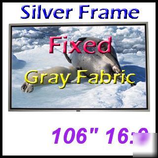 106 fixed projector screen silver frame 16:9 gray fab