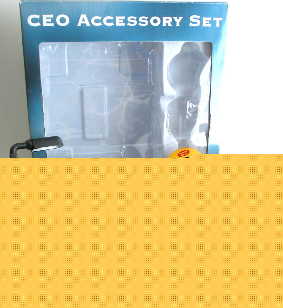 Black leather desk set pad 7 pc executive business 