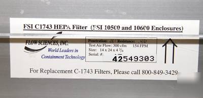 Flow sciences 10300 01 top mount balance hood 3FT alarm