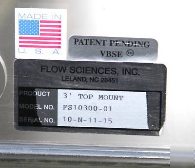 Flow sciences 10300 01 top mount balance hood 3FT alarm