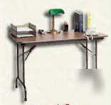 Walnut melamine top folding table 24 x 48