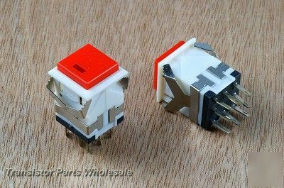 20*push button led dpdt off/(on) latching switch, red