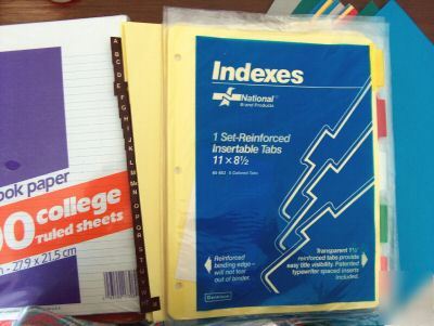 Index tabs, a-z tabs, and paper folders