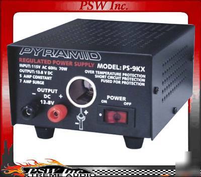 Power supply 5/7 amp 13.8-volt cig. adpt.pyramid #PS9KX