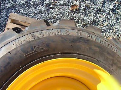 New 4 skid steer tires and rims - 10X16.5 - 10 ply - 