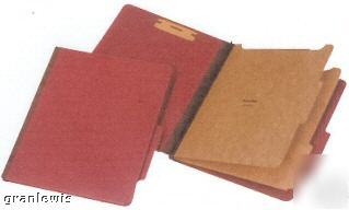 8 red hardboard folders-2 partitions 