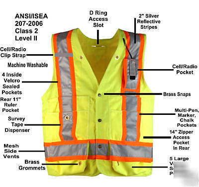 viking hi-viz lime surveyor's vest-med