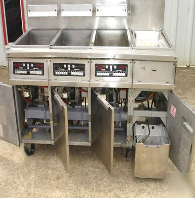 Used frymaster gas 3 bank fryer w/ dump-filter station