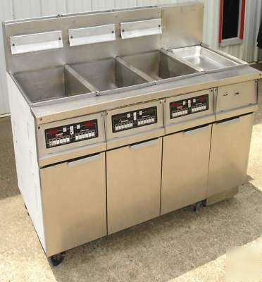 Used frymaster gas 3 bank fryer w/ dump-filter station