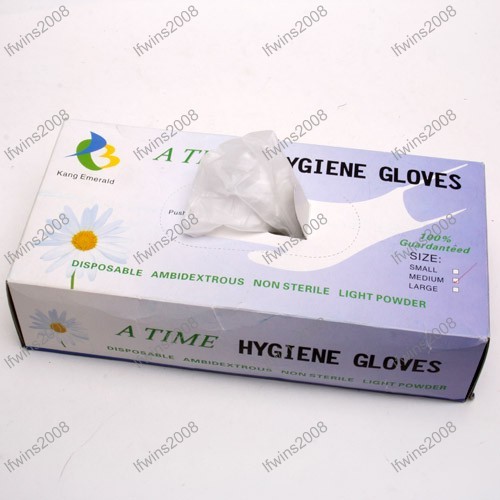 100 non sterile light powder disposable hygiene gloves 