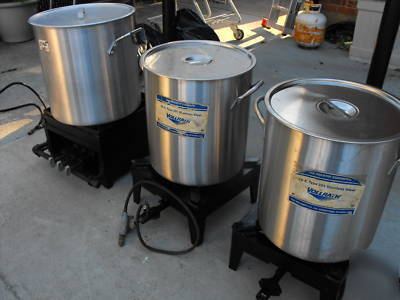 Cooking pots stainles huge lot of 3 with burners 