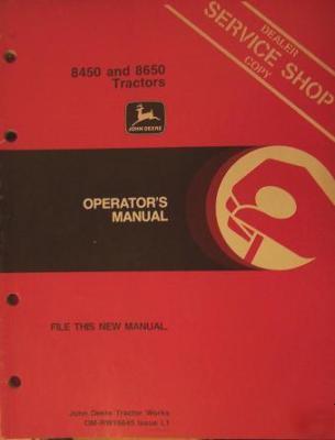 John deere 8450, 8650 tractors operator's manual