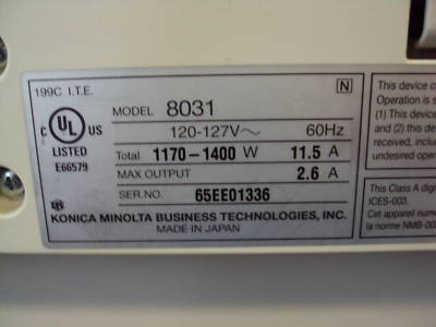 Konica minolta 8031 color copier printer internet fax 