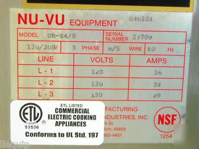 Nu-vu combination oven/proofer ub-E4/8