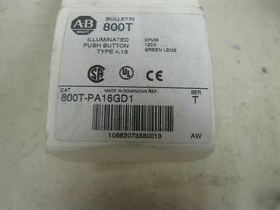 New 800T-PA16GD1 allen bradley illuminated push button 