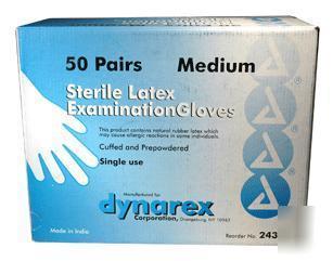 Sterile latex examination gloves by dynarex - 50 pairs