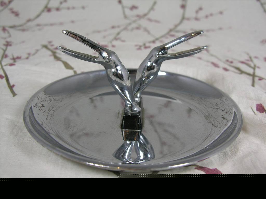 Vintage hamilton mid-century card holder tray birds
