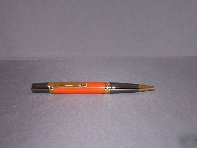 Handmade executive pen orange acrylic & titanium gold