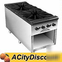 Comstock gas stock pot stove, 2 burners front to back