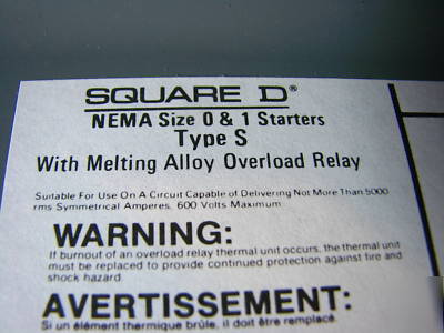 New square d starter enclosure 60A w/transformer 815E