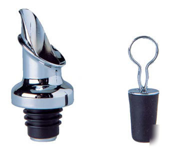 Wine bottle pourer/stopper chrome all-in-one air tight
