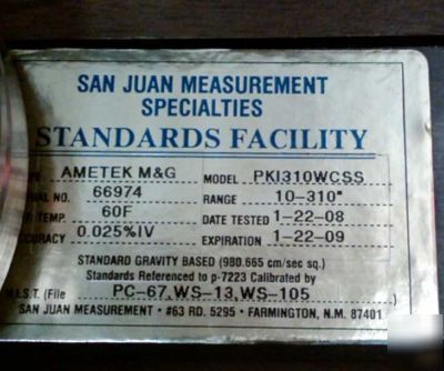 Ametek pki deadweight tester 10-310.5