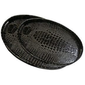 New 88401 - oval faux leather tray set of 2