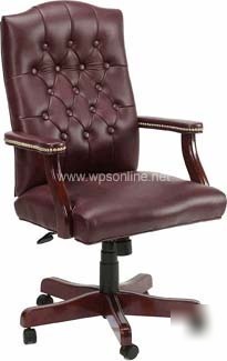 Martha washington burgundy leather executive swivel cha