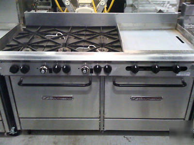 Southbend range, 2 ovens, griddle, 6 burners, ng