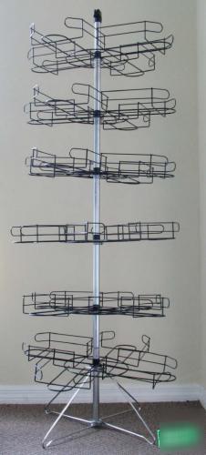Spinning baseball cap retail rack stand 6-tier 24 slot