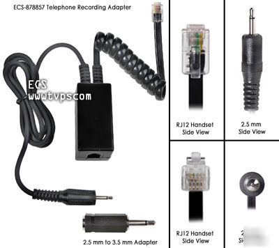 Ecs 878857 3.5 mm handset telephone recorder adapto