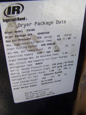 Ingersoll-rand 25 hp air compressor w/ dryer, tank etc