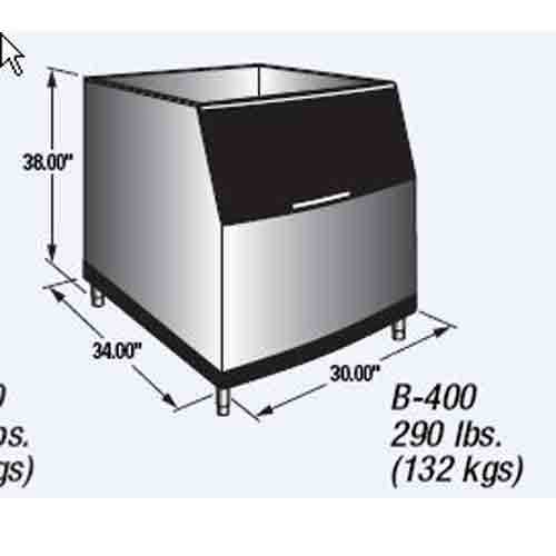 Manitowoc b-400 ice storage bin, 290 lb. capacity for t