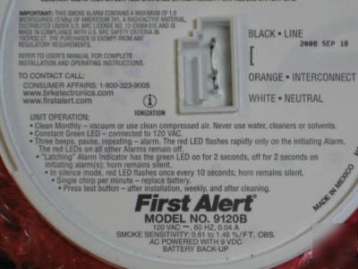 Brk first alert smoke detector (model 9120B) lot of 7