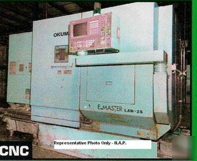 Okuma mdl law-2S cnc 4-axis 2-turret wheel lathe 75 hp 