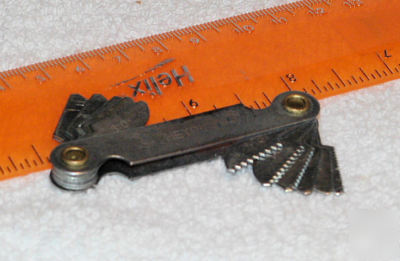 Starrett feeler gauges, and metric thread pitch gage.