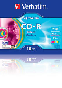 New verbatim cd-r 52X ls colour 10 pack jewel case