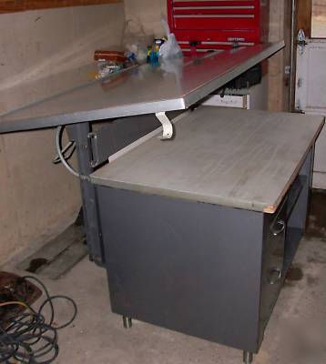 Hamilton drafting table desk metal 3 drawer clean 