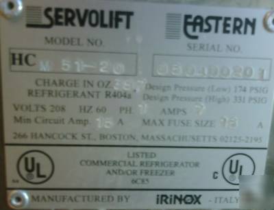 Irinox hc 51.20 servolift eastern blast freezer
