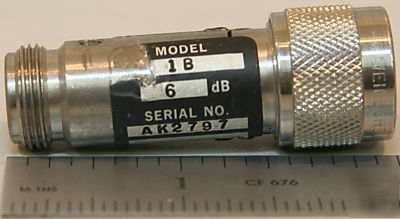 Weinschel 1B coaxial attenuator 6DB dc-12.4GHZ 5W