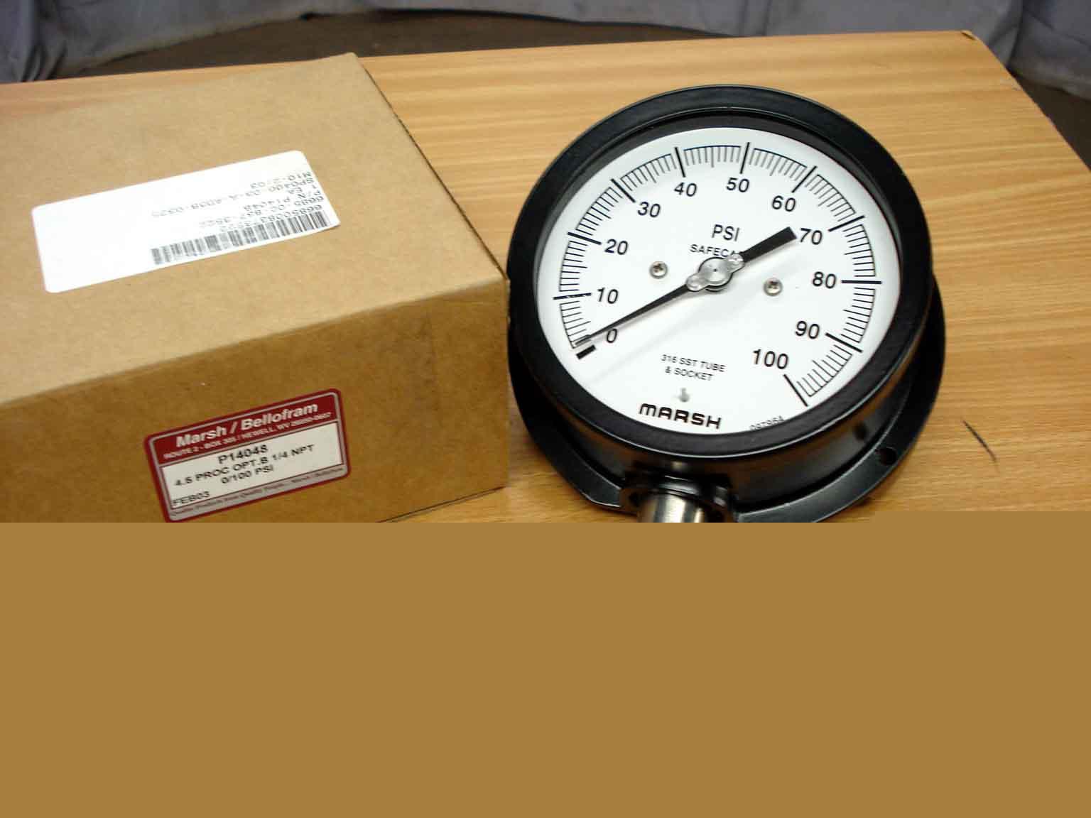 New marsh/bellofram psi 0/100 process gauge P14048 * *