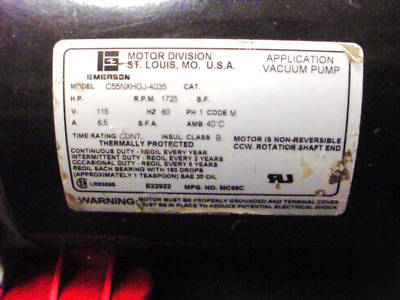 Robinair 15600 6CFM vacuum pump 1/2 hp used 